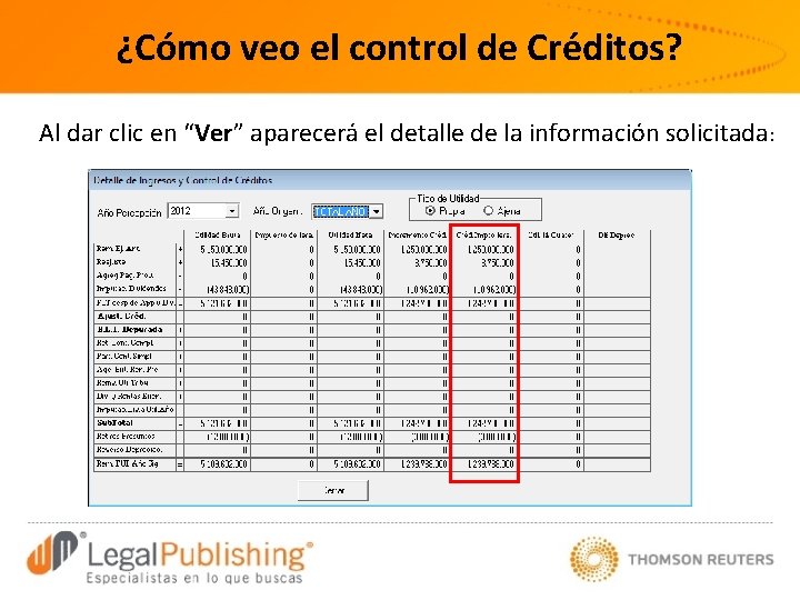 ¿Cómo veo el control de Créditos? Al dar clic en “Ver” aparecerá el detalle