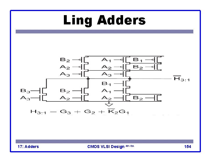 Ling Adders 17: Adders CMOS VLSI Design 4 th Ed. 154 