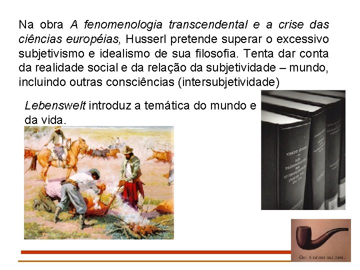 Na obra A fenomenologia transcendental e a crise das ciências européias, Husserl pretende superar