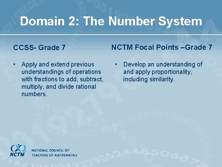 Domain 2: The Number System CCSS- Grade 7 • Apply and extend previous understandings