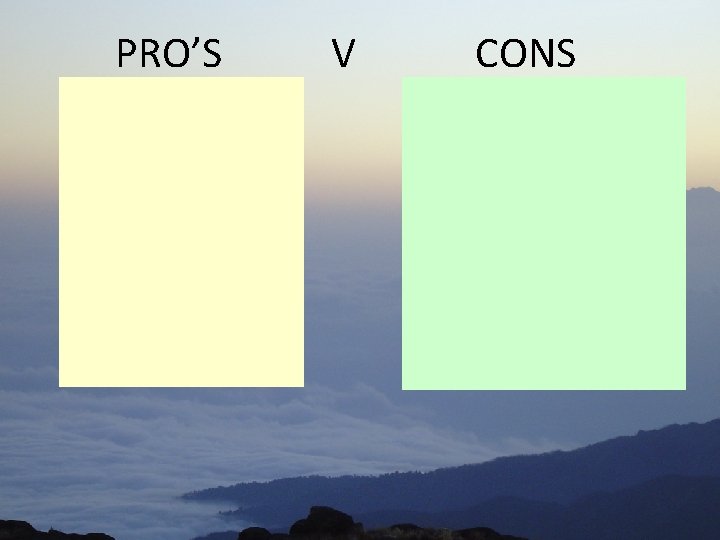PRO’S V CONS 