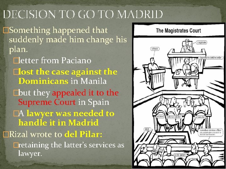 DECISION TO GO TO MADRID �Something happened that suddenly made him change his plan.