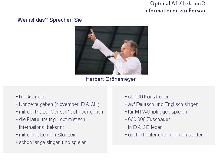 Optimal A 1 / Lektion 3 ______________________Informationen zur Person Wer ist das? Sprechen Sie.