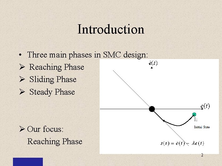 Introduction • Three main phases in SMC design: Ø Reaching Phase Ø Sliding Phase