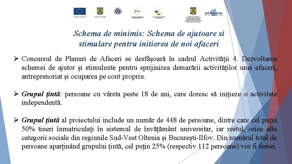 Schema de minimis: Schema de ajutoare si stimulare pentru initierea de noi afaceri Ø
