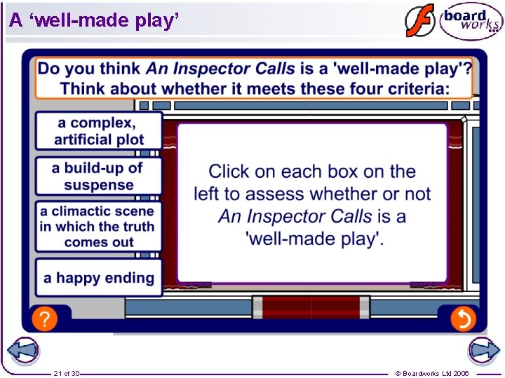 A ‘well-made play’ 21 of 30 © Boardworks Ltd 2006 A ‘well-made play’ 21 of 30 © Boardworks Ltd 2006
