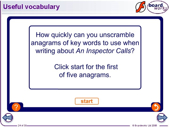 Useful vocabulary 24 of 30 © Boardworks Ltd 2006 Useful vocabulary 24 of 30 © Boardworks Ltd 2006