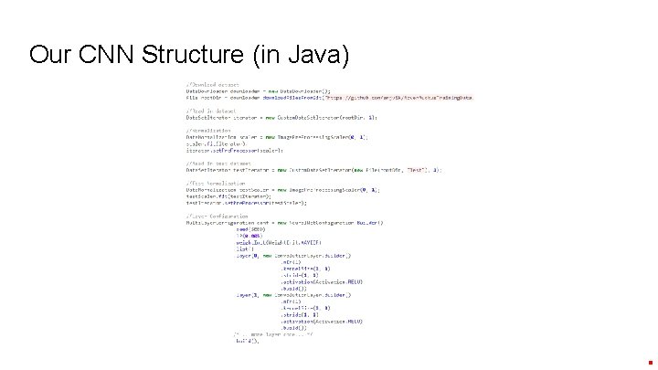 Our CNN Structure (in Java) 