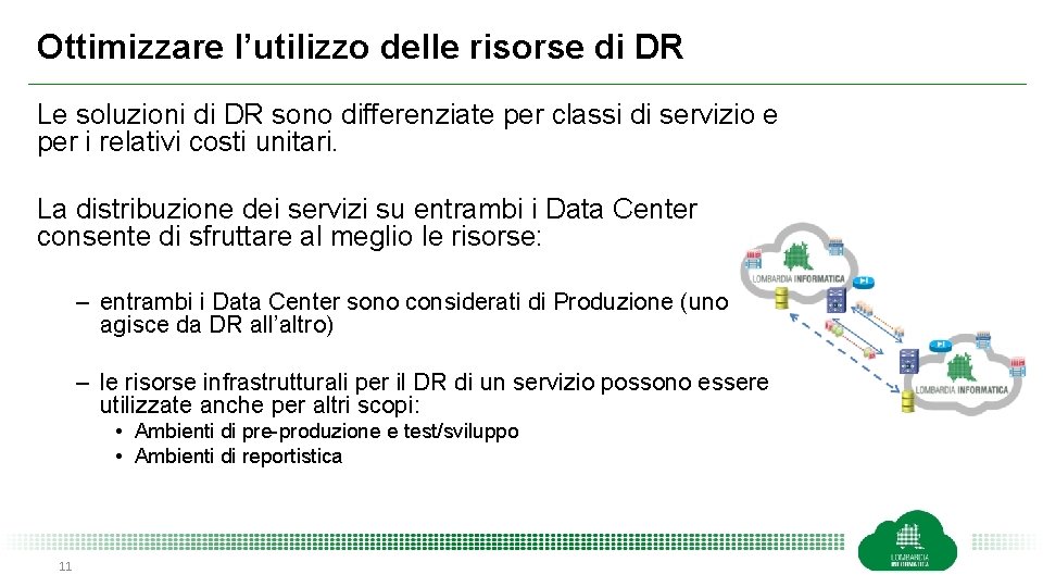 Ottimizzare l’utilizzo delle risorse di DR Le soluzioni di DR sono differenziate per classi