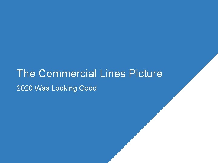 The Commercial Lines Picture 2020 Was Looking Good 