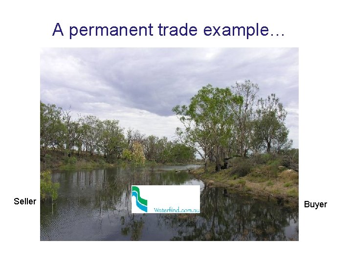 A permanent trade example… Seller Buyer 
