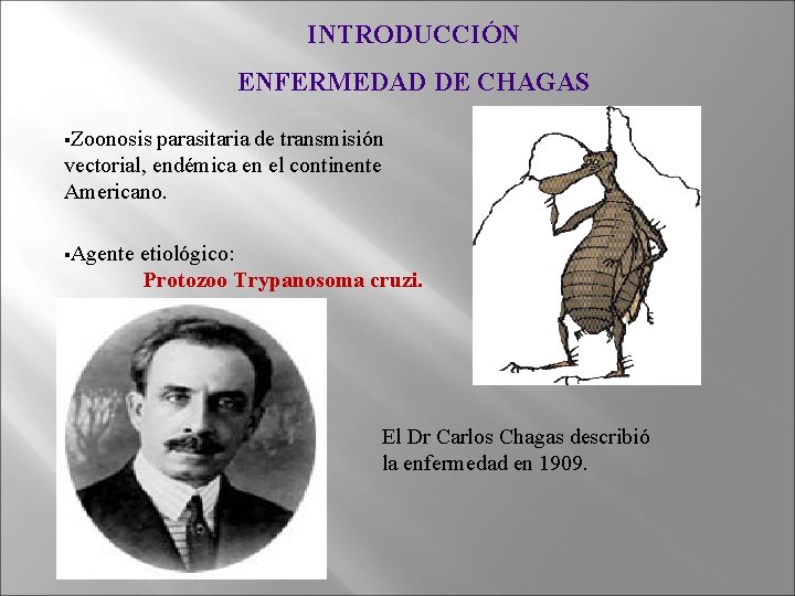 INTRODUCCIÓN ENFERMEDAD DE CHAGAS §Zoonosis parasitaria de transmisión vectorial, endémica en el continente Americano.