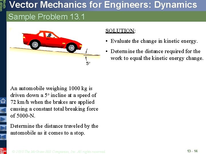 Ninth Edition Vector Mechanics for Engineers: Dynamics Sample Problem 13. 1 SOLUTION: • Evaluate