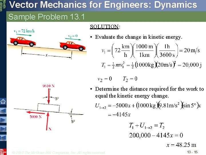 Ninth Edition Vector Mechanics for Engineers: Dynamics Sample Problem 13. 1 SOLUTION: • Evaluate