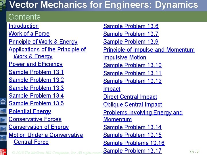 Ninth Edition Vector Mechanics for Engineers: Dynamics Contents Introduction Work of a Force Principle