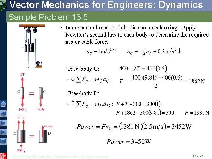 Ninth Edition Vector Mechanics for Engineers: Dynamics Sample Problem 13. 5 • In the