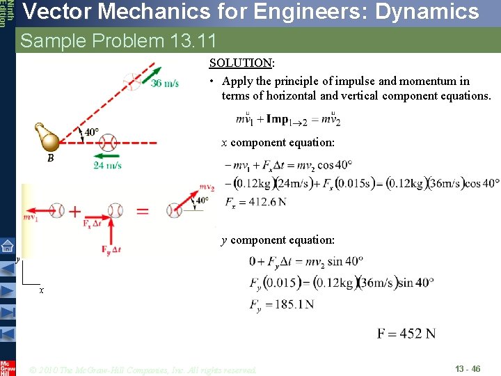 Ninth Edition Vector Mechanics for Engineers: Dynamics Sample Problem 13. 11 SOLUTION: • Apply