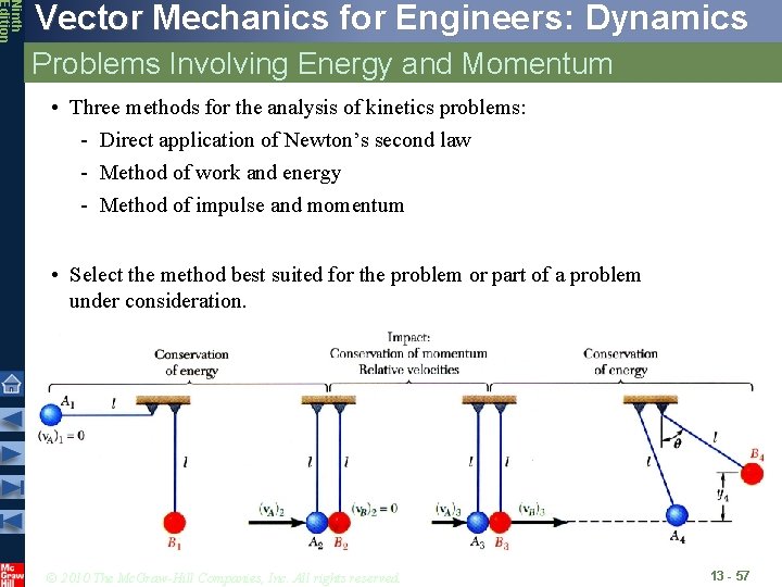 Ninth Edition Vector Mechanics for Engineers: Dynamics Problems Involving Energy and Momentum • Three