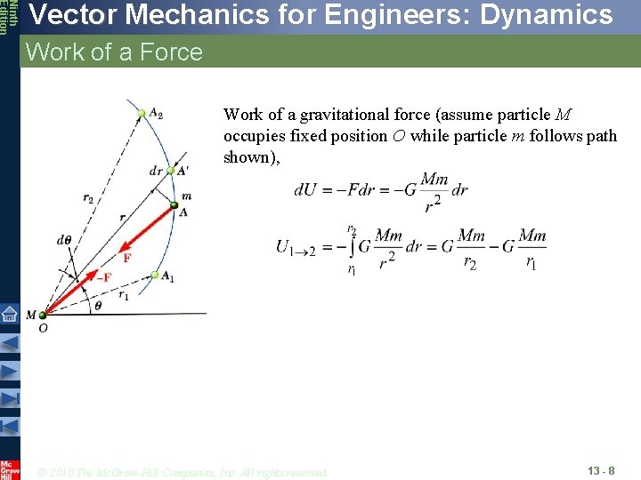 Ninth Edition Vector Mechanics for Engineers: Dynamics Work of a Force Work of a