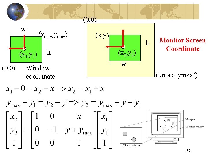 (0, 0) w (xmax, ymax) (x 1, y 1) (0, 0) h Window coordinate