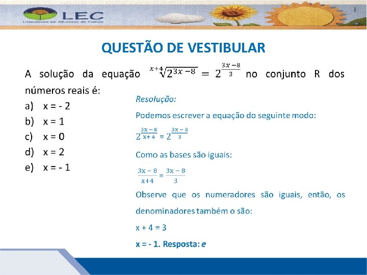 QUESTÃO DE VESTIBULAR 