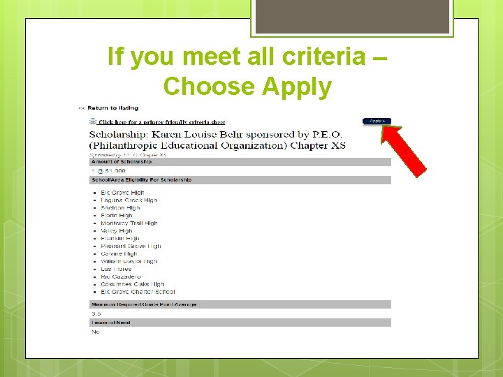 If you meet all criteria – Choose Apply 