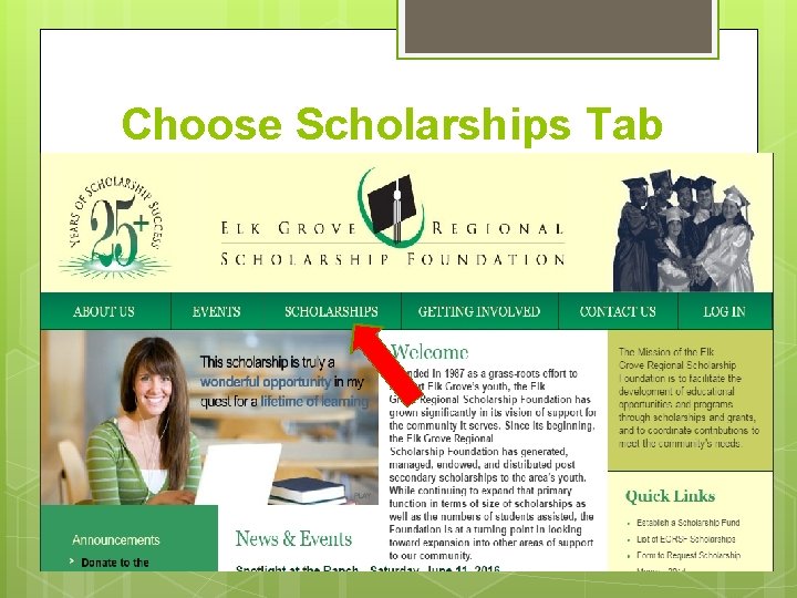 Choose Scholarships Tab 