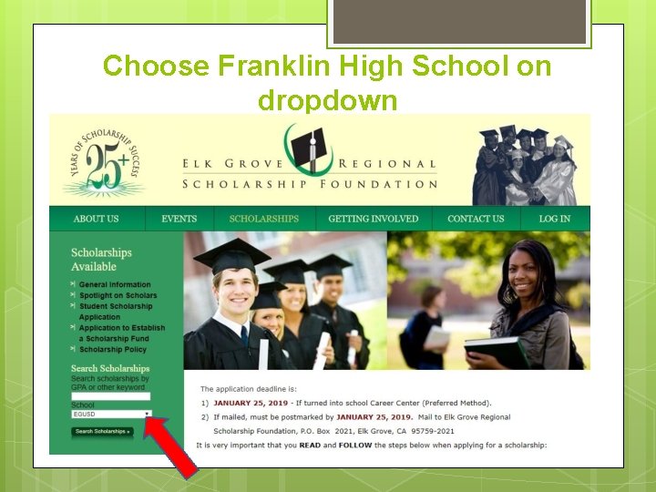Choose Franklin High School on dropdown 