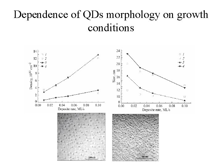 Dependence of QDs morphology on growth conditions 