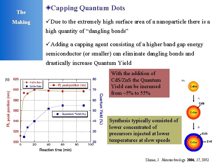 The Making Capping Quantum Dots üDue to the extremely high surface area of a