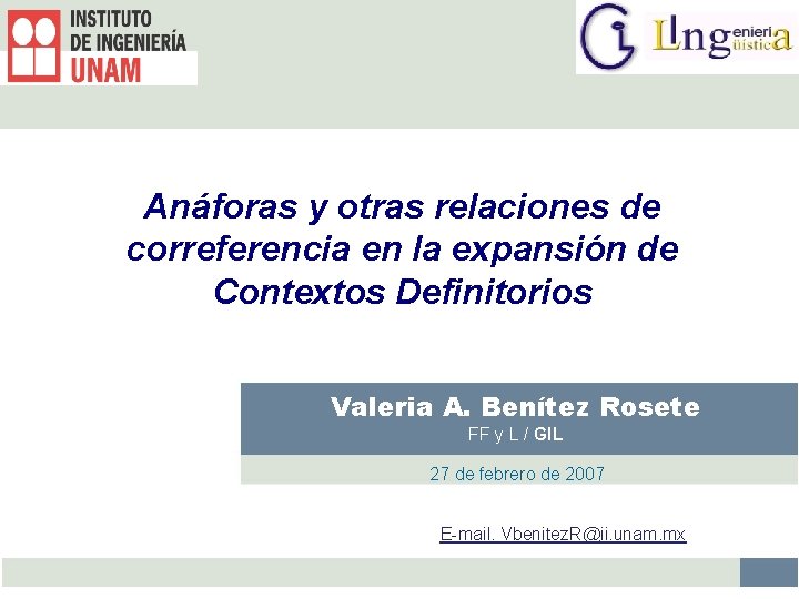 Anáforas y otras relaciones de correferencia en la expansión de Contextos Definitorios Valeria A.