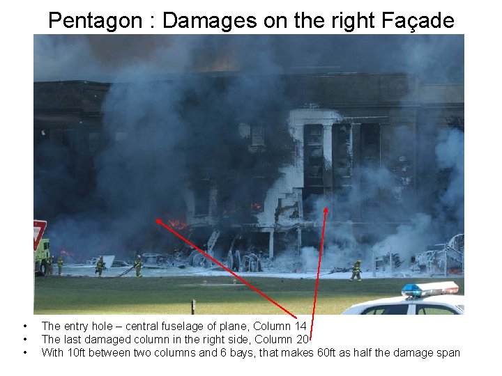 Pentagon : Damages on the right Façade • • • The entry hole –