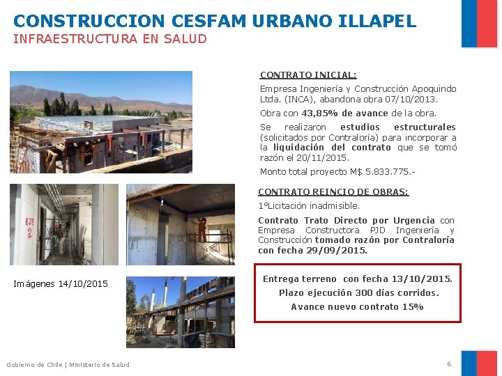 CONSTRUCCION CESFAM URBANO ILLAPEL INFRAESTRUCTURA EN SALUD CONTRATO INICIAL: Empresa Ingeniería y Construcción Apoquindo