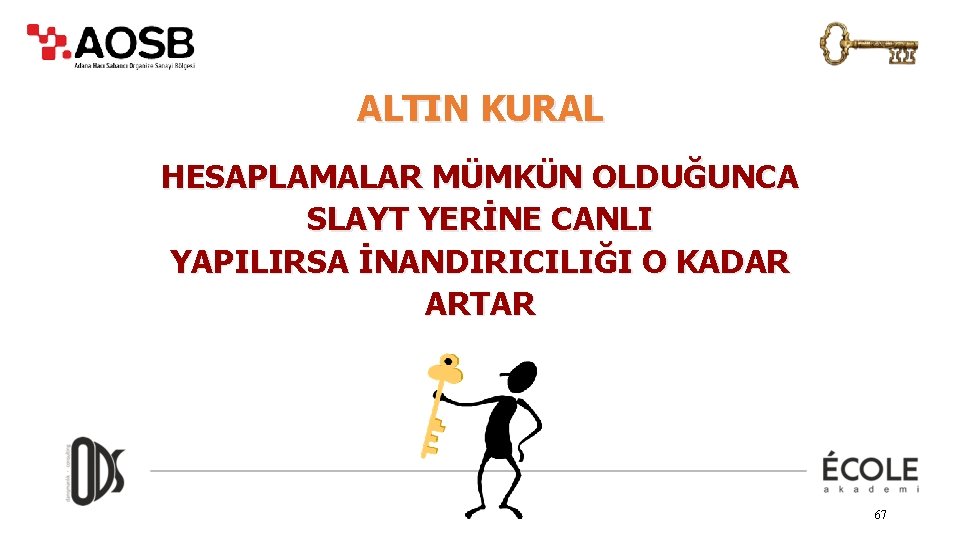 ALTIN KURAL HESAPLAMALAR MÜMKÜN OLDUĞUNCA SLAYT YERİNE CANLI YAPILIRSA İNANDIRICILIĞI O KADAR ARTAR 67