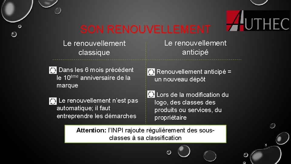 SON RENOUVELLEMENT Le renouvellement classique Le renouvellement anticipé Dans les 6 mois précédent le