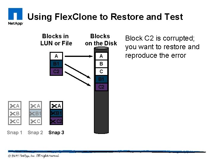 Using Flex. Clone to Restore and Test Blocks in LUN or File Blocks on