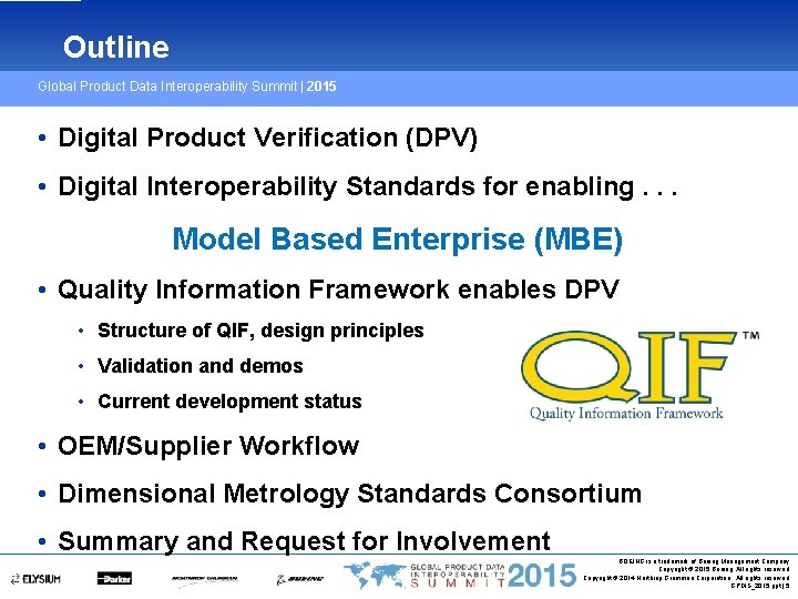 Outline Global Product Data Interoperability Summit | 2015 • Digital Product Verification (DPV) •