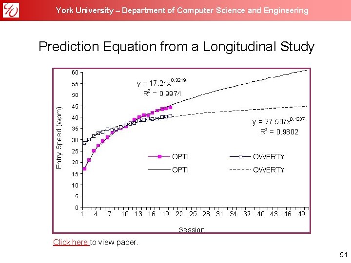 York University – Department of Computer Science and Engineering Prediction Equation from a Longitudinal