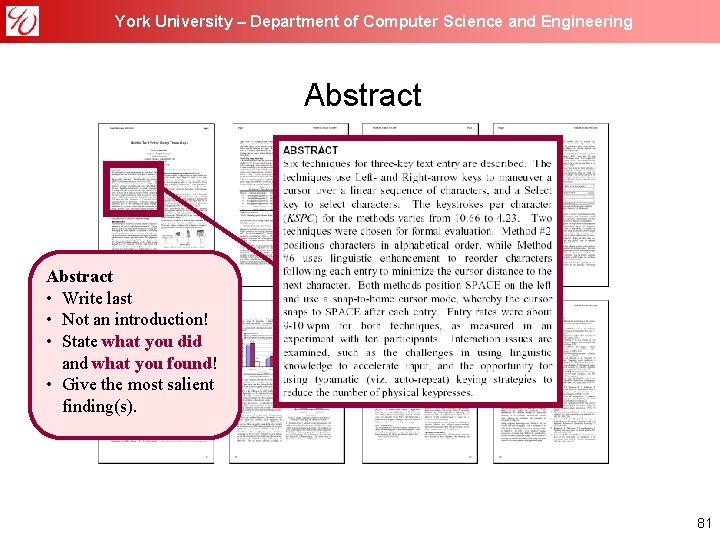 York University – Department of Computer Science and Engineering Abstract • Write last •