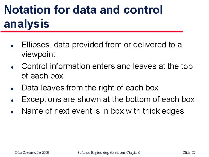 Notation for data and control analysis l l l Ellipses. data provided from or