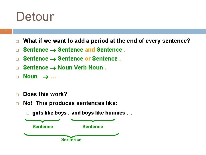 Detour 7 What if we want to add a period at the end of