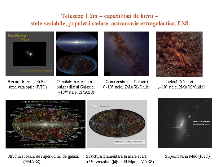 Telescop 1. 3 m – capabilitati de lucru – stele variabile, populatii stelare, astronomie