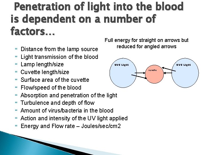 Penetration of light into the blood is dependent on a number of factors… Full