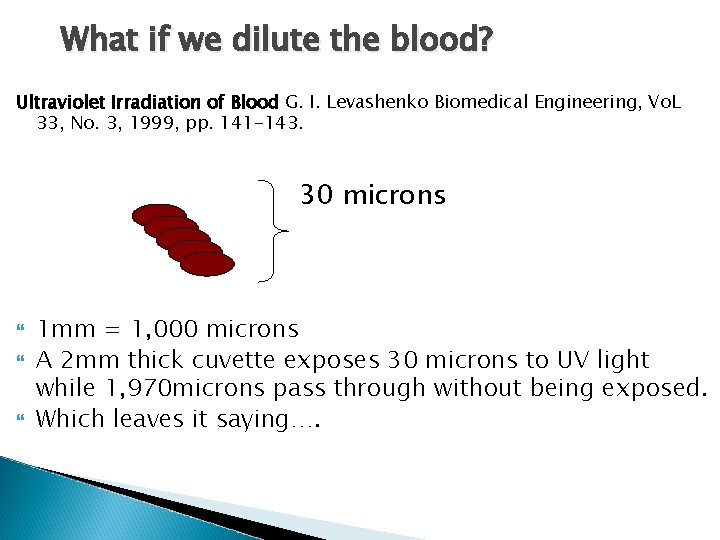 What if we dilute the blood? Ultraviolet Irradiation of Blood G. I. Levashenko Biomedical