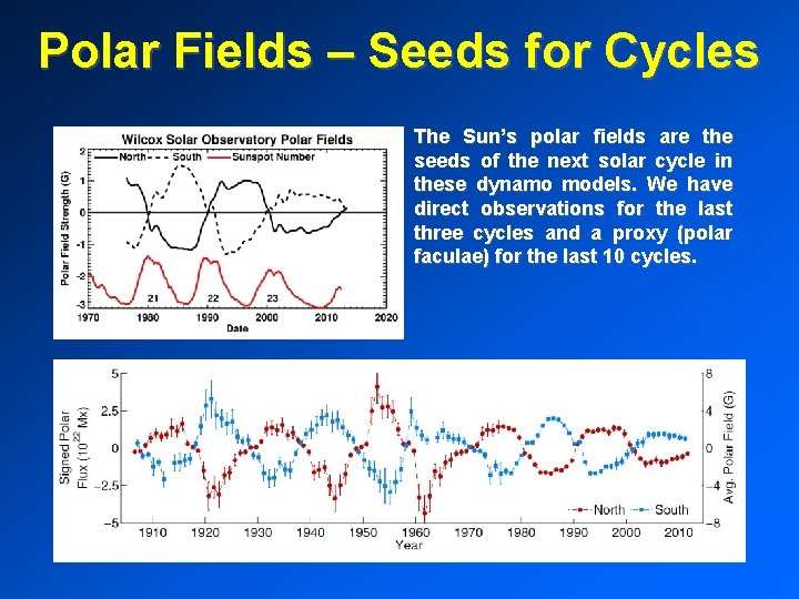 Polar Fields – Seeds for Cycles The Sun’s polar fields are the seeds of