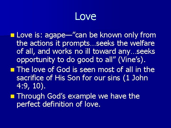 The Fruit of the Spirit Part II Love