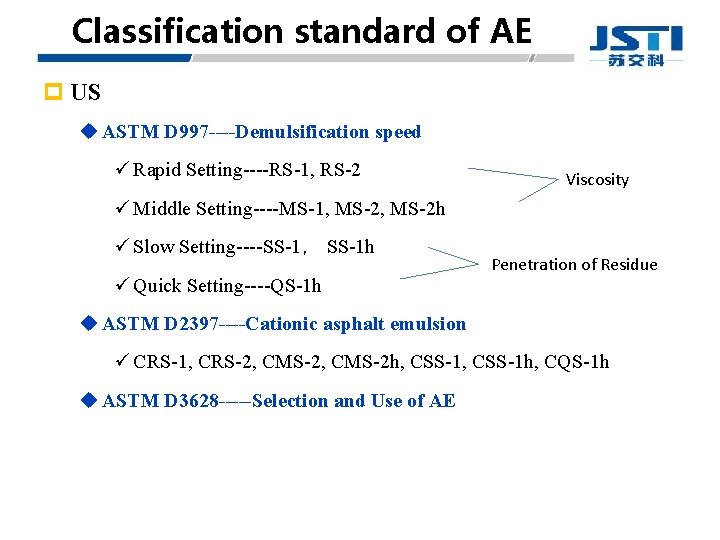 Classification standard of AE p US u ASTM D 997 ----Demulsification speed ü Rapid