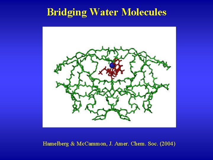 Bridging Water Molecules Hamelberg & Mc. Cammon, J. Amer. Chem. Soc. (2004) 