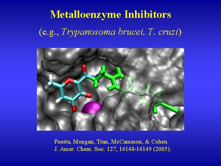 Metalloenzyme Inhibitors (e. g. , Trypanosoma brucei, T. cruzi) Puerta, Mongan, Tran, Mc. Cammon,