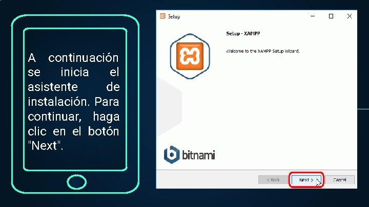 A continuación se inicia el asistente de instalación. Para continuar, haga clic en el